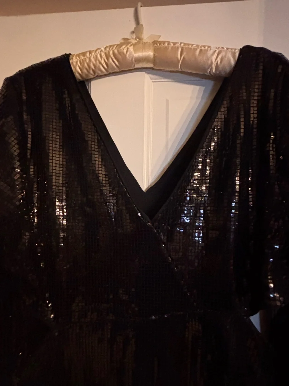 NWT Topshop Black Sequin Asymmetric Cutout Maxi Dress SZ 14 Mermaidcore